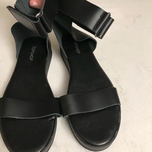 Top shop blk wedge sandals